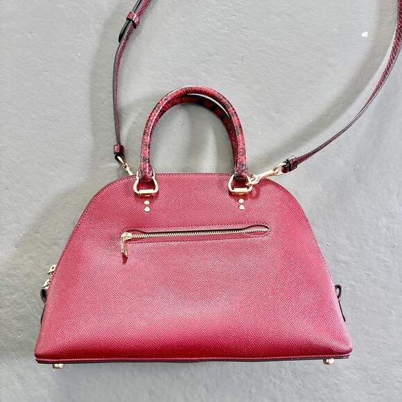 Coach Katy Snake Embossed Crossbody Satchel C5832 Cherry Red - Picture 5 of 15